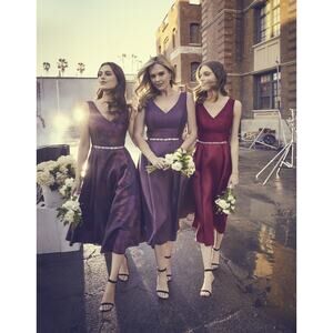 Oleg Cassini Sz 12 Fit And Flare Burgundy Red Bridesmaid Prom Dress Empire Waste